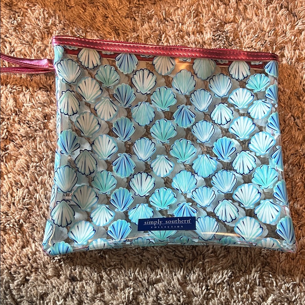 Simply Southern Blue and White Seashell Pouch